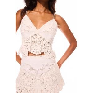 NEW LOVESHACKFANCY pellier crochet top in optic white